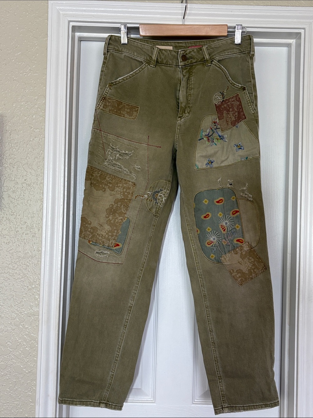 Anthropologie Pilcro Olive Green Patchwork Pants